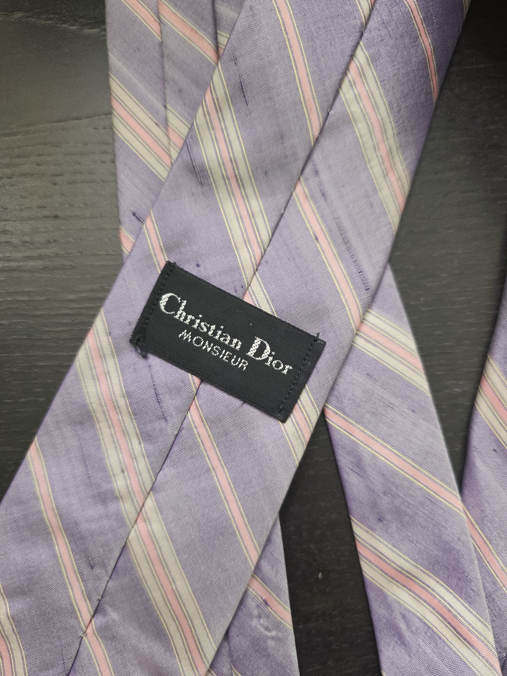 Vintage Dior Lavender Stripe Silk Tie